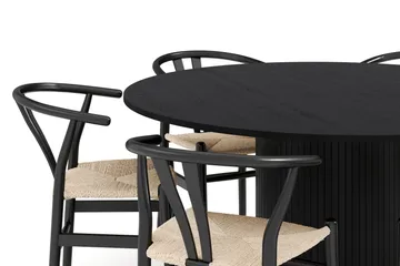 Kopparbo Matgrupp 150 cm Rund med 6 Dastoori Matstolar - Svart - Products - Möbler - Bord & matgrupp - Matgrupp
