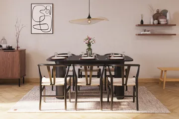 Kopparbo Matgrupp 160 cm med 6 Dastoori Matstol - 2220067-6,2229297-1 - Svart - Products - Möbler - Bord & matgrupp - Matgrupp