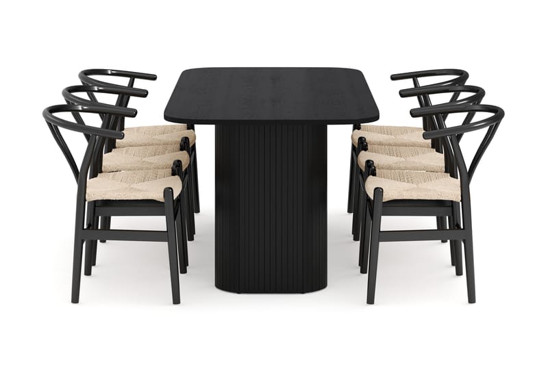 Kopparbo Matgrupp 160 cm med 6 Dastoori Matstol - 2220067-6,2229297-1 - Svart - Products - Möbler - Bord & matgrupp - Matgrupp