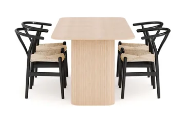 Kopparbo Matgrupp 180-240 cm Förlängningsbart med 4 Dastoori Matstolar - Whitewash - Products - Möbler - Bord & matgrupp - Matgrupp