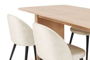 Kopparbo Matgrupp 180-240 cm Förlängningsbart med 4 Valeri Sammetsstolar - Whitewash - Products - Möbler - Bord & matgrupp - Matgrupp