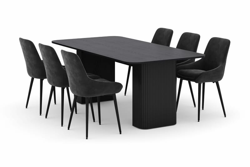 Kopparbo Matgrupp 200-206cm med 6 Alsarp Matstolar - Svart - Products - Möbler - Bord & matgrupp - Matgrupp
