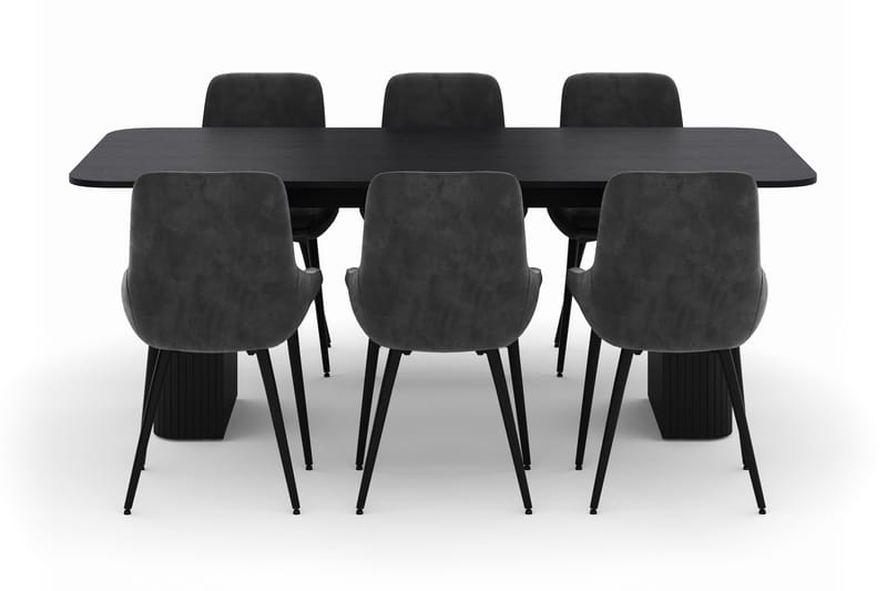 Kopparbo Matgrupp 200-206cm med 6 Alsarp Matstolar - Svart - Products - Möbler - Bord & matgrupp - Matgrupp