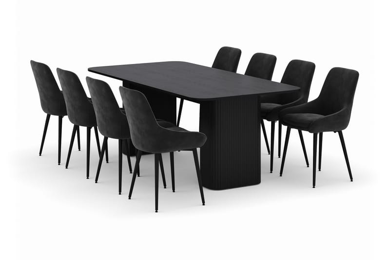 Kopparbo Matgrupp 200-206cm med 8 Alsarp Matstolar - Svart - Products - Möbler - Bord & matgrupp - Matgrupp