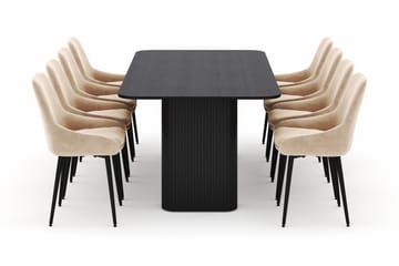 Kopparbo Matgrupp 200-206cm med 8 Alsarp Matstolar - Svart - Products - Möbler - Bord & matgrupp - Matgrupp