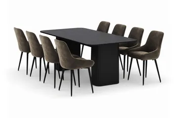 Kopparbo Matgrupp 200-206cm med 8 Alsarp Matstolar - Svart - Products - Möbler - Bord & matgrupp - Matgrupp