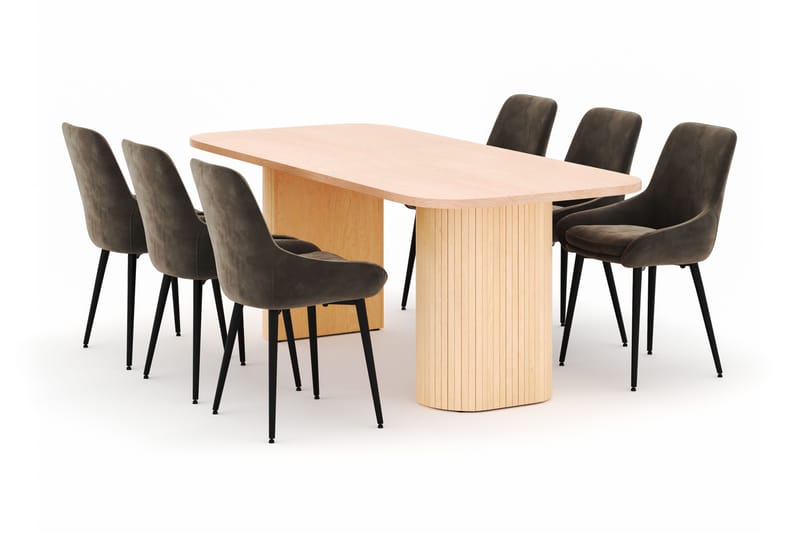Kopparbo Matgrupp 200x90cm med 6 Alsarp Matstolar - Natural - Products - Möbler - Bord & matgrupp - Matgrupp