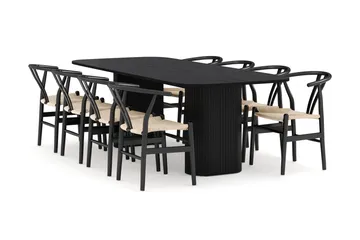 Kopparbo Matgrupp 240 cm med 8 Dastoori Matstolar - Svart - Products - Möbler - Bord & matgrupp - Matgrupp