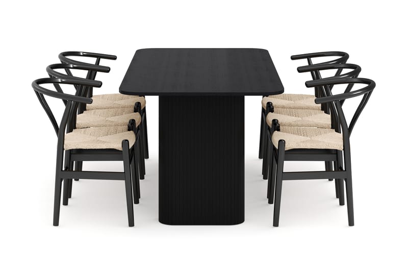 Kopparbo Matgrupp förlängningsbart 180-240 cm med 6 Dastoori Matstol - 2220067-6,2229285-1 - Svart - Products - Möbler - Bord & matgrupp - Matgrupp