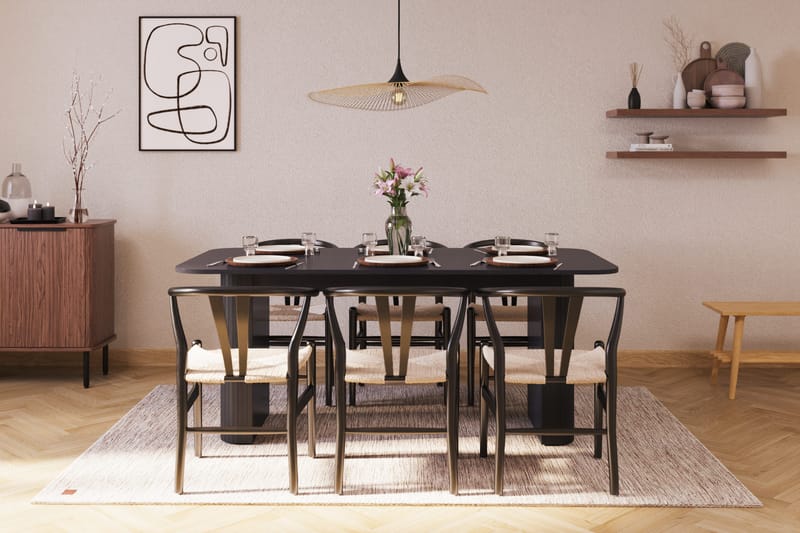 Kopparbo Matgrupp förlängningsbart 180-240 cm med 6 Dastoori Matstol - 2220067-6,2229285-1 - Svart - Products - Möbler - Bord & matgrupp - Matgrupp