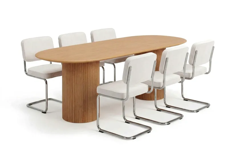 Kopparbo Matgrupp oval 180 cm Ek med 6 Milva Matstolar - Ek - Products - Möbler - Bord & matgrupp - Matgrupp