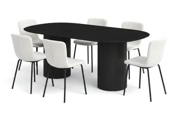 Kopparbo Matgrupp oval 180 cm Svart med 6 Katy Matstolar - Svart - Products - Möbler - Bord & matgrupp - Matgrupp
