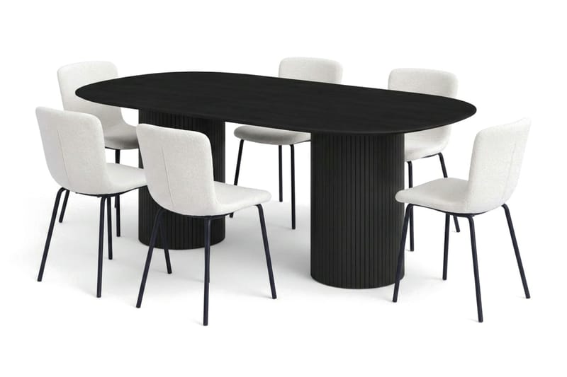 Kopparbo Matgrupp oval 180 cm Svart med 6 Katy Matstolar - Svart - Products - Möbler - Bord & matgrupp - Matgrupp
