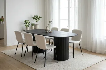 Kopparbo Matgrupp oval 180 cm Svart med 6 Katy Matstolar - Svart - Products - Möbler - Bord & matgrupp - Matgrupp