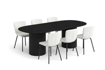 Kopparbo Matgrupp oval 180 cm Svart med 6 Katy Matstolar - Svart - Products - Möbler - Bord & matgrupp - Matgrupp