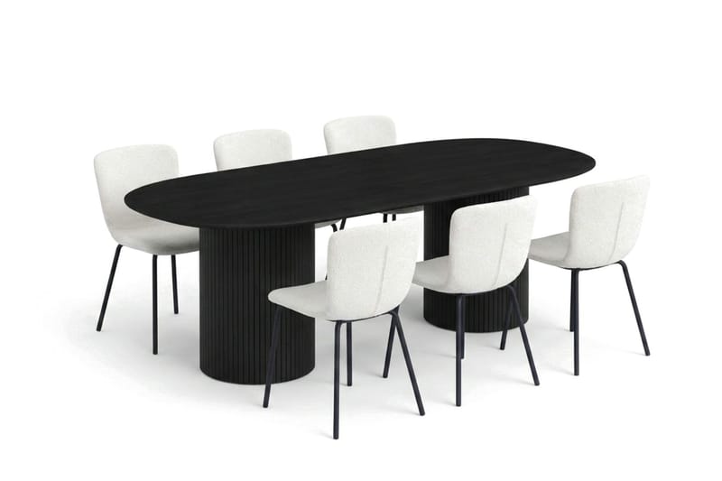 Kopparbo Matgrupp oval 180 cm Svart med 6 Katy Matstolar - Svart - Products - Möbler - Bord & matgrupp - Matgrupp
