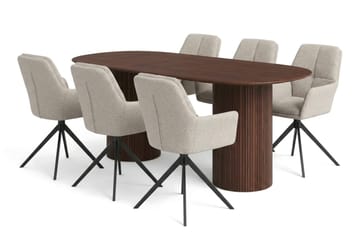 Kopparbo Matgrupp oval 180 cm Valnöt med 6 Torsby Matstolar - Valnöt - Products - Möbler - Bord & matgrupp - Matgrupp