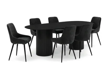 Kopparbo Matgrupp oval 220 cm Svart med 8 Alsarp Matstolar - Svart - Products - Möbler - Bord & matgrupp - Matgrupp