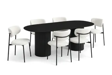Kopparbo Matgrupp oval 220 cm Svart med 8 Lucy Matstolar - Svart - Products - Möbler - Bord & matgrupp - Matgrupp