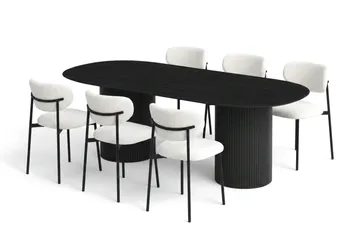 Kopparbo Matgrupp oval 220 cm Svart med 8 Lucy Matstolar - Svart - Products - Möbler - Bord & matgrupp - Matgrupp
