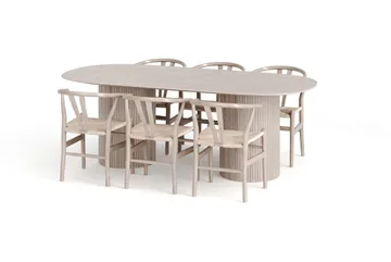 Kopparbo Matgrupp oval 220 cm Vitlaserad med 6 Dastoori Matstolar - Vitlaserad ek - Products - Möbler - Bord & matgrupp - Matgrupp