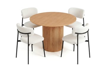Kopparbo Matgrupp runt 110 cm Ek med 4 Lucy Matstolar - Ek - Products - Möbler - Bord & matgrupp - Matgrupp
