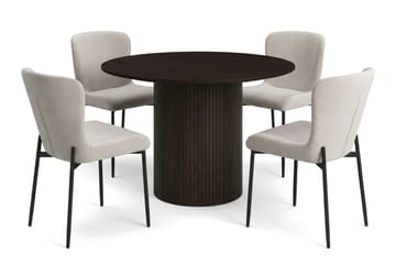 Kopparbo Matgrupp runt 110 cm R ökt Ek med 4 Elsie Matstolar - Rökt ek/Beige - Products - Möbler - Bord & matgrupp - Matgrupp