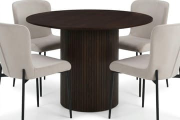 Kopparbo Matgrupp runt 110 cm Rökt Ek med 4 Elsie Matstolar - Rökt ek/Beige - Products - Möbler - Bord & matgrupp - Matgrupp
