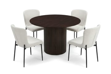 Kopparbo Matgrupp runt 110 cm Rökt Ek med 4 Elsie Matstolar - Rökt ek/Vit - Products - Möbler - Bord & matgrupp - Matgrupp