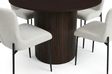 Kopparbo Matgrupp runt 110 cm Rökt Ek med 4 Elsie Matstolar - Rökt ek/Vit - Products - Möbler - Bord & matgrupp - Matgrupp