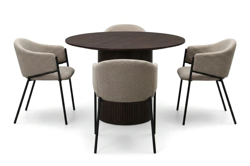 Kopparbo Matgrupp runt 110 cm Rökt Ek med 4 Filip Matstolar - Rökt ek - Products - Möbler - Bord & matgrupp - Matgrupp