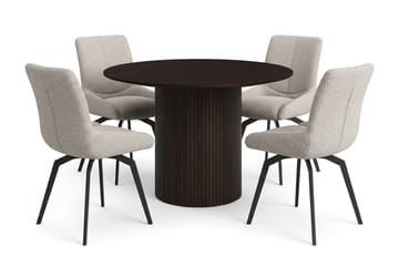 Kopparbo Matgrupp runt 110 cm Rökt Ek med 4 Mora Matstolar - Rökt ek - Products - Möbler - Bord & matgrupp - Matgrupp