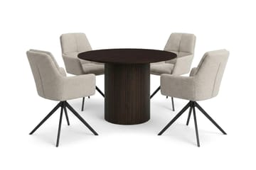 Kopparbo Matgrupp runt 110 cm Rökt Ek med 4 Torsby Matstolar - Rökt ek - Products - Möbler - Bord & matgrupp - Matgrupp