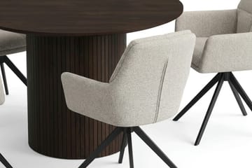 Kopparbo Matgrupp runt 110 cm Rökt Ek med 4 Torsby Matstolar - Rökt ek - Products - Möbler - Bord & matgrupp - Matgrupp