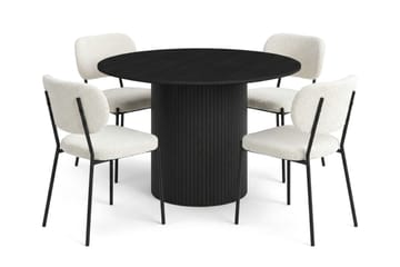 Kopparbo Matgrupp runt 110 cm Svart med 4 Gemmiano Matstolar - Svartlaserad ek - Products - Möbler - Bord & matgrupp - Matgrupp