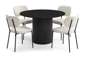 Kopparbo Matgrupp runt 110 cm Svart med 4 Gemmiano Matstolar - Svartlaserad ek - Products - Möbler - Bord & matgrupp - Matgrupp