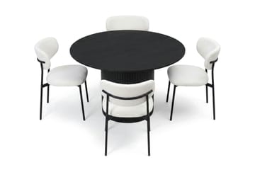 Kopparbo Matgrupp runt 110 cm Svart med 4 Lucy Matstolar - Svart - Products - Möbler - Bord & matgrupp - Matgrupp
