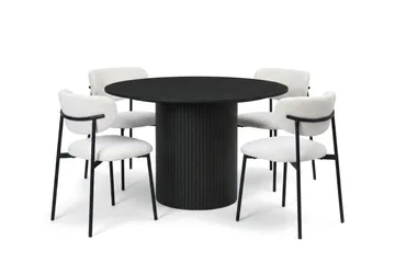 Kopparbo Matgrupp runt 110 cm Svart med 4 Lucy Matstolar - Svart - Products - Möbler - Bord & matgrupp - Matgrupp