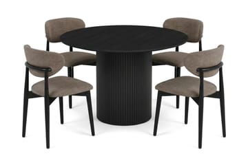 Kopparbo Matgrupp runt 110 cm Svart med 4 Molly Matstolar - Svart - Products - Möbler - Bord & matgrupp - Matgrupp