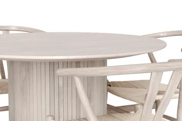 Kopparbo Matgrupp runt 110 cm Vitlaserad med 4 Dastoori Matstolar - Vitlaserad ek - Products - Möbler - Bord & matgrupp - Matgrupp