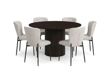 Kopparbo Matgrupp runt 130 cm R ökt Ek med 6 Elsie Matstolar - Rökt ek/Beige - Products - Möbler - Bord & matgrupp - Matgrupp