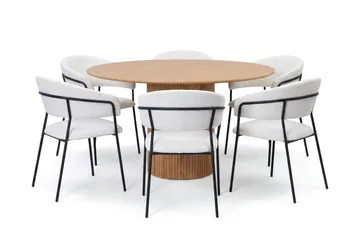 Kopparbo Matgrupp runt 150 cm Ek med 6 Karol Matstolar - Ek - Products - Möbler - Bord & matgrupp - Matgrupp