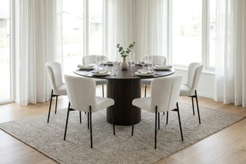 Kopparbo Matgrupp runt 150 cm Rökt Ek med 6 Elsie Matstolar - Rökt ek/Vit - Products - Möbler - Bord & matgrupp - Matgrupp