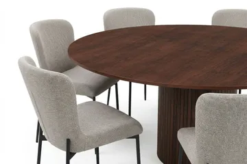 Kopparbo Matgrupp runt 150 cm Valnöt med 6 Elsie Matstolar - Valnöt/Ljusgrå - Products - Möbler - Bord & matgrupp - Matgrupp