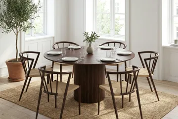 Kopparbo Matgrupp runt 150 cm Valnöt med 6 Winston Matstolar - Valnöt - Products - Möbler - Bord & matgrupp - Matgrupp