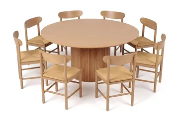 Kopparbo Matgrupp runt 180 cm Ek med 8 Malte Matstolar - Ek - Products - Möbler - Bord & matgrupp - Matgrupp