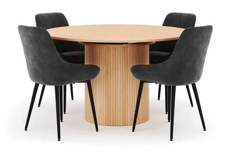 Kopparbo Rund Matgrupp 130-150 cm 4 Alsarp Matstolar - Natural - Products - Möbler - Bord & matgrupp - Matgrupp