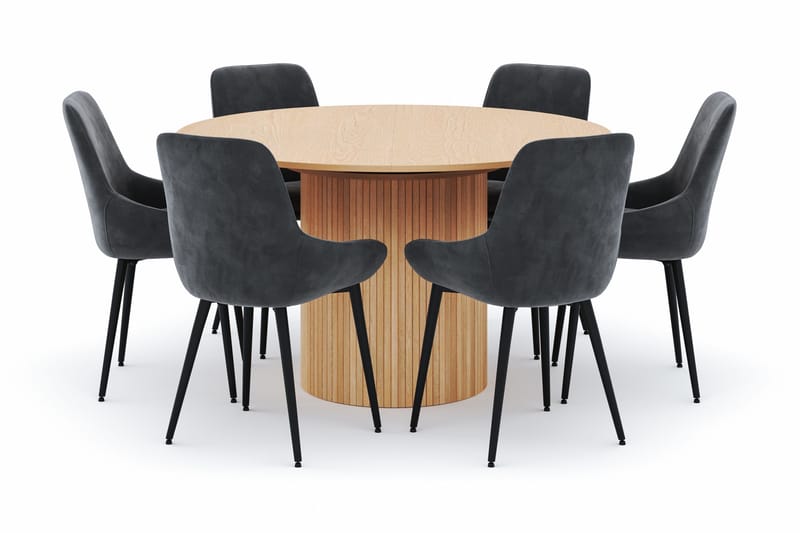 Kopparbo Rund Matgrupp 130-150 cm 6 Alsarp Matstolar - Natural - Products - Möbler - Bord & matgrupp - Matgrupp