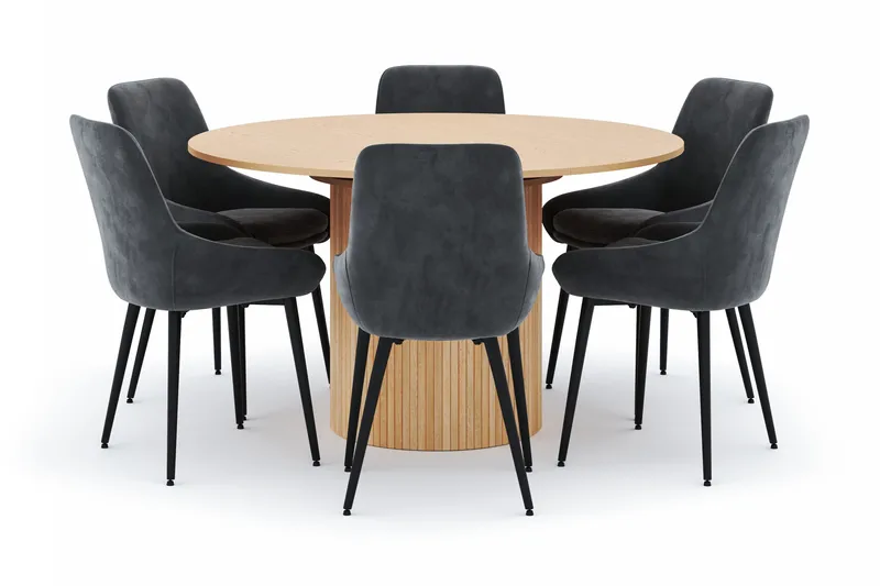 Kopparbo Rund Matgrupp 130-150 cm 6 Alsarp Matstolar - Natural - Products - Möbler - Bord & matgrupp - Matgrupp