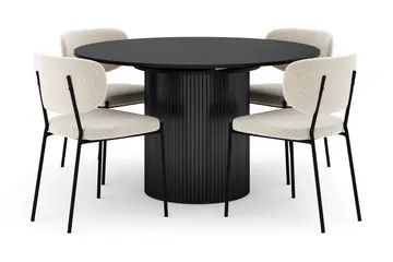 Kopparbo Runt Matbord 130 cm Förlängningsbart med 4 Gemmiano Stolar - Svart - Products - Möbler - Bord & matgrupp - Matgrupp